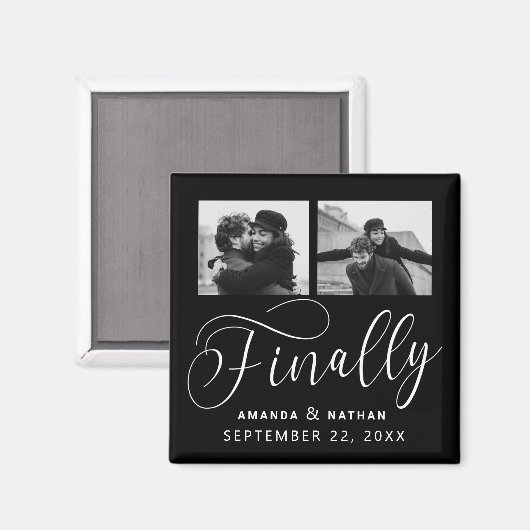 Finally Minimalist結婚の2枚の写真Save the Date マグネット (正面/裏面)