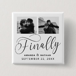 Finally Minimalist結婚の2枚の写真Save the Date 缶バッジ