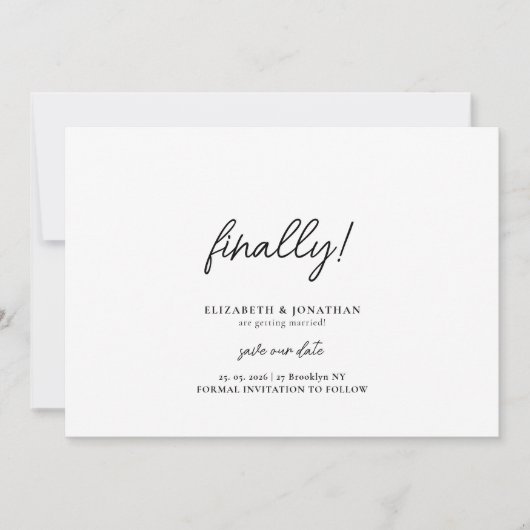 Finally Script Minimalist Wedding Save the Date セーブザデート (正面)