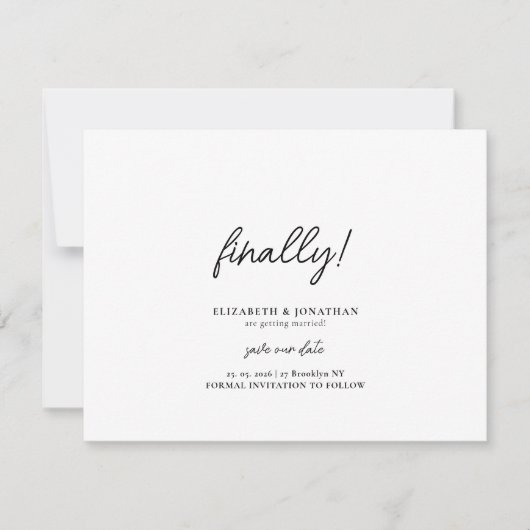 Finally Script Minimalist Wedding Save the Date セーブザデート (正面)