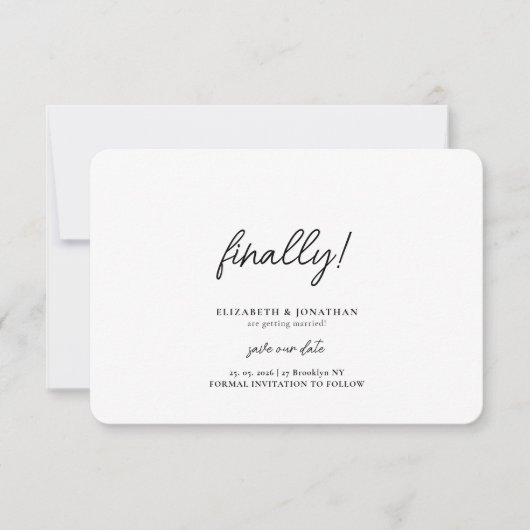 Finally Script Minimalist Wedding Save the Date セーブザデート (正面)