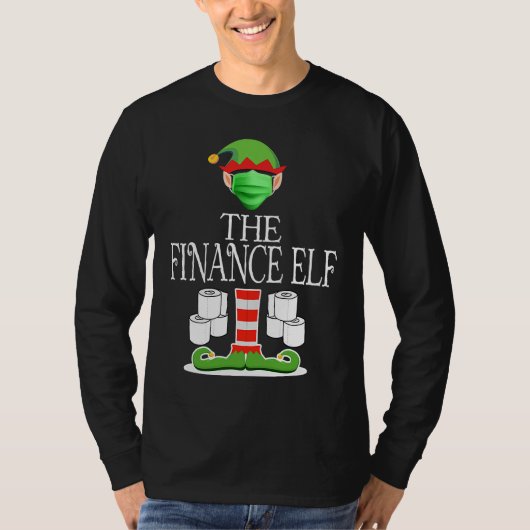 Finance Elf wearing Mask Toilet Paper Christmas Tシャツ (正面)