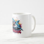 Finance Shark Mug – 漫画おもしろいデザイン コーヒーマグカップ (正面右)