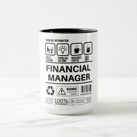 Financial おもしろい Managerの情報の処理 マグカップ (中央)