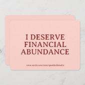 Financial Abundance Affirmation Custom Card Gift シーズンカード (正面/裏面)
