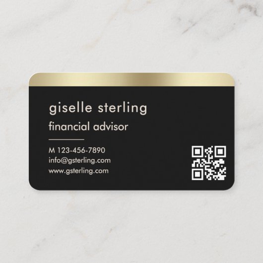 Financial Advisor Black Gold QR Code 名刺 (裏面)
