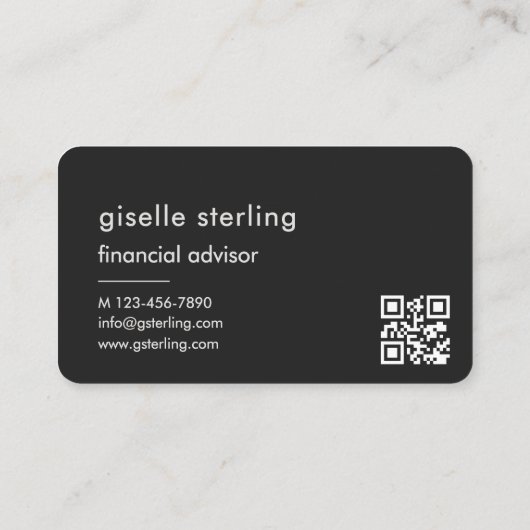 Financial Advisor Black QR Code 名刺 (裏面)