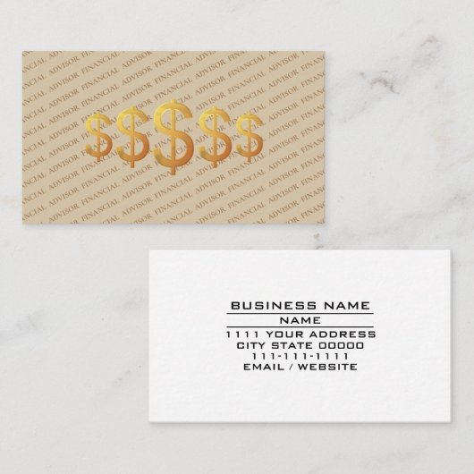 Financial Advisor Dollar Symbol Wealth Management 名刺 (正面/裏面)