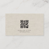 Financial Advisor Luxury Neutral Linen QR Code 名刺 (裏面)