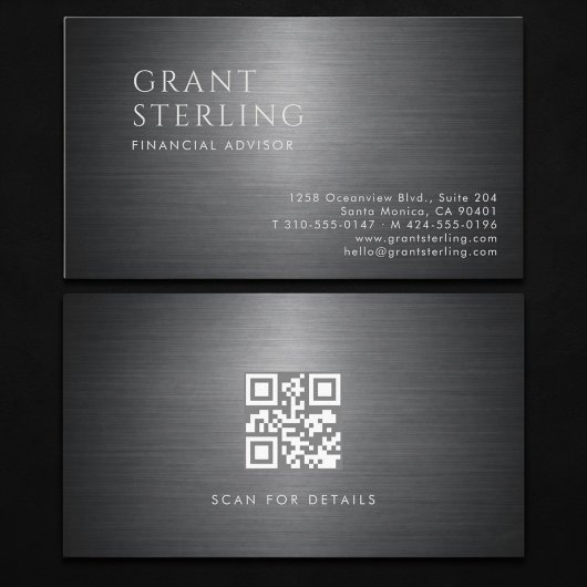 Financial Advisor Metallic QR Code 名刺
