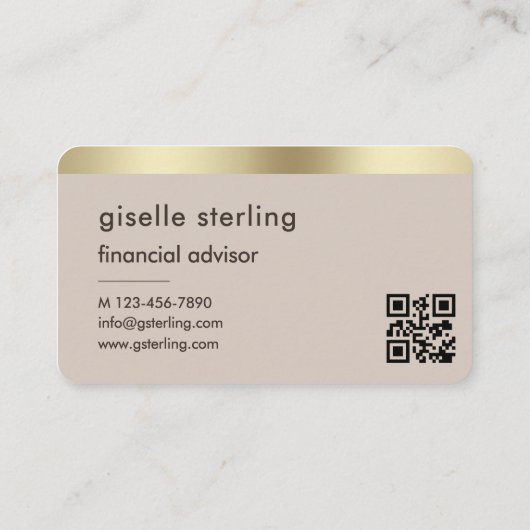 Financial Advisor Neutral Gold QR Code 名刺 (裏面)