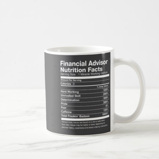 Financial Advisor Nutrition Facts List Funny  コーヒーマグカップ (右)