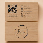Financial Advisor Wood Professional QR Code 名刺