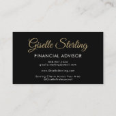 Financial Agentブラック金ゴールド写真QRコード 名刺 (裏面)