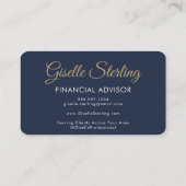 Financial Agent Photo QR Code Navy Blue Gold  名刺 (裏面)