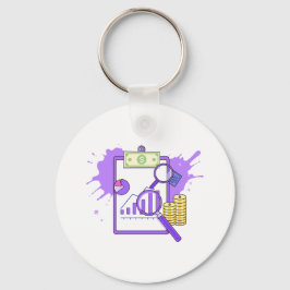 Financial Analysis Report Money Magnifying Glass キーホルダー