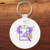 Financial Analysis Report Money Magnifying Glass キーホルダー (正面)