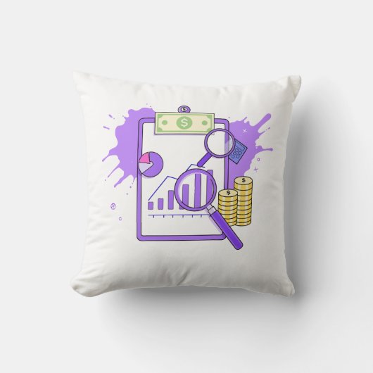 Financial Analysis Report Money Magnifying Glass クッション (正面)