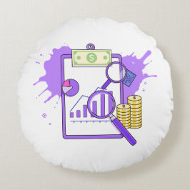 Financial Analysis Report Money Magnifying Glass ラウンドクッション