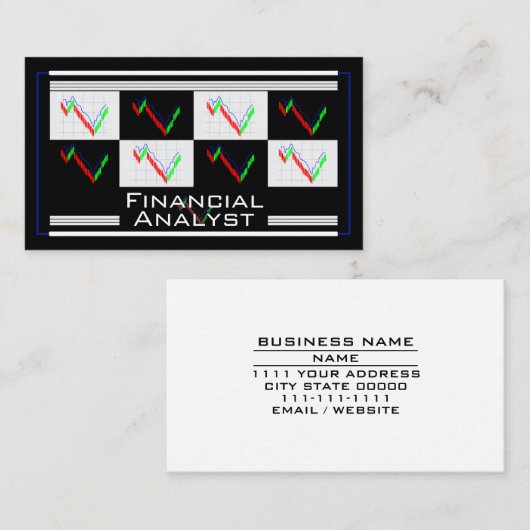 Financial Analyst Money Strategy Colorful Graphs 名刺 (正面/裏面)