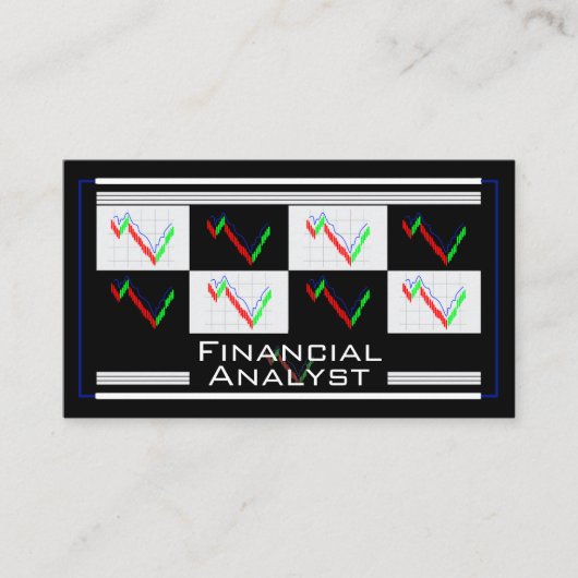 Financial Analyst Money Strategy Colorful Graphs 名刺 (正面)