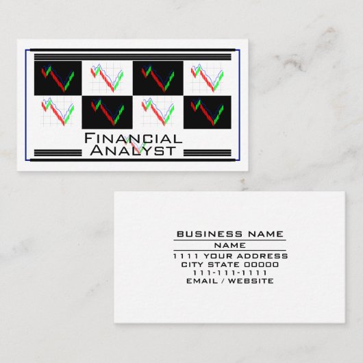 Financial Analyst Money Strategy Management White  名刺 (正面/裏面)