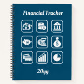 Financial Trackerの青と白 ノートブック (正面)