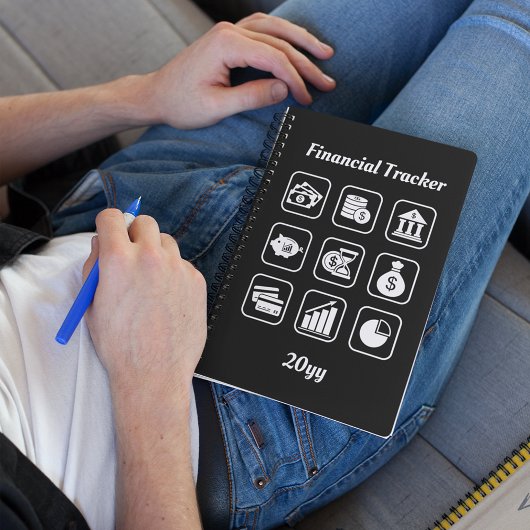Financial Tracker（白と黒） ノートブック