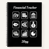 Financial Tracker（白と黒） ノートブック (正面)