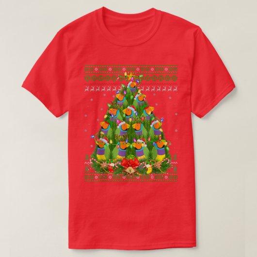 Finches Bird Lover Xmas Lights Ugly Finches Christ Tシャツ (デザイン正面)
