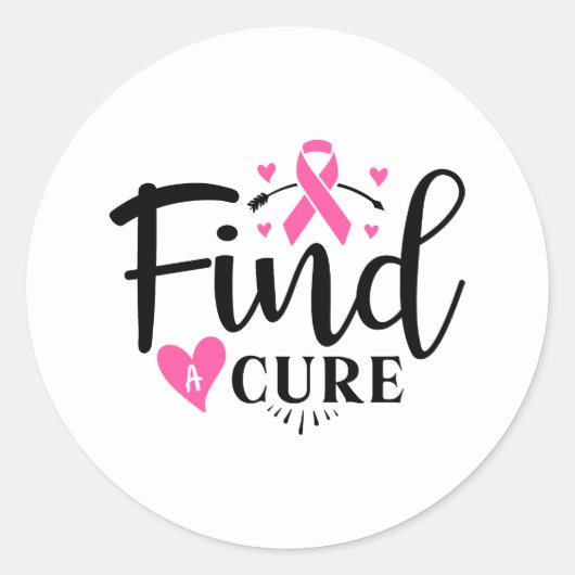 Find A Cure Breast Cancer Awareness ラウンドシール (正面)