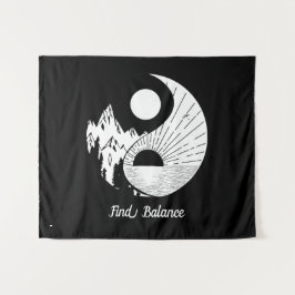 Find Balance禅陰陽白黒 タペストリー