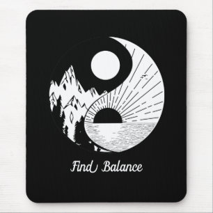 Find Balance禅陰陽白黒 マウスパッド