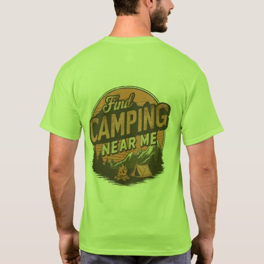 Find Camping Near Me —ヴィンテージ屋外Tシャツ Tシャツ (裏面)