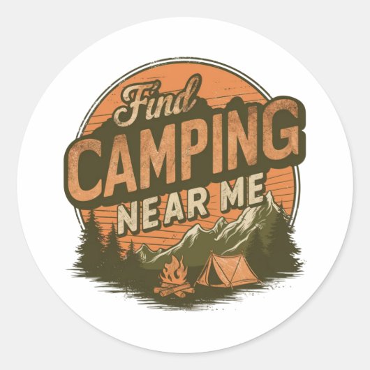 Find Camping Near Me – Outdoor Adventure Stickers ラウンドシール (正面)