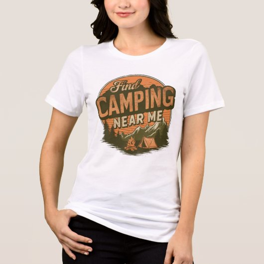 Find Camping Near Me – Retro Women’s T-Shir トライブレンドＴシャツ (正面)
