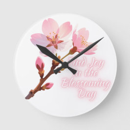 Find Joy in the Blossoming Day ラウンド壁時計