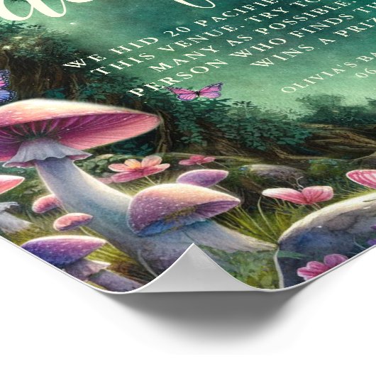 Find Pacifier Enchanted Mushrooms Baby Shower Game ポスター (角)