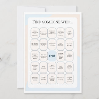 Find Someone Who Classroom Bingo Activity 招待状