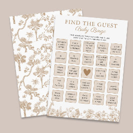 Find The Guest Baby Shower Safari Bingo Game Card 招待状