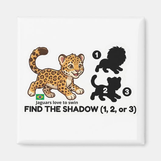 Find The Shadow: Cute Jaguar Brazil Animal Game マグネット (正面)