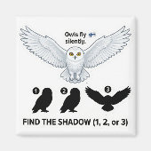 Find the Shadow – Snowy Owl Learning Magnet マグネット (正面)