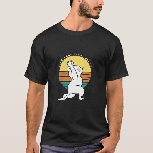 Find Your Inner Peace Retro Yoga Cat Present  1 Tシャツ (正面)