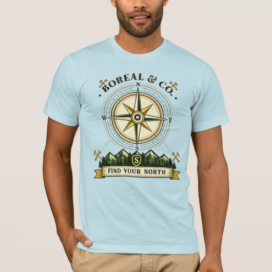 Find Your North コンパス バッジ | BOREAL & CO Tシャツ (正面)