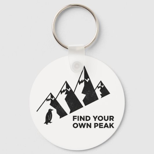 Find Your Own Peak– Inspirational Penguin Design キーホルダー (正面)