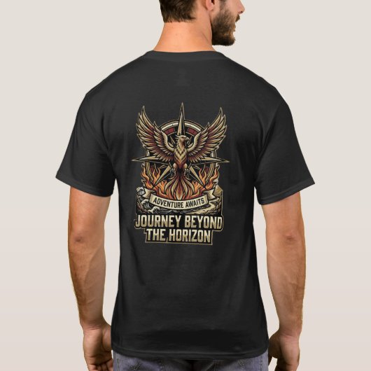 Find Your Path Skull Phoenix Compass Adventure Tシャツ (裏面)