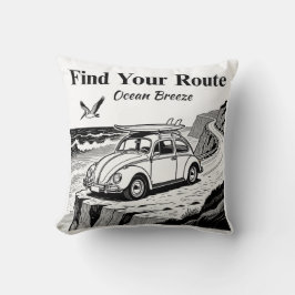 Find Your Route Vintage Surf Bug Graphic クッション