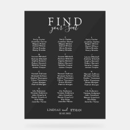 Find Your Seat! Elegant Black Transparent Wedding アクリルサイン