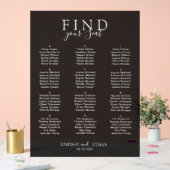 Find Your Seat! Elegant Black Transparent Wedding アクリルサイン (ウェディング)