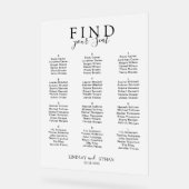 Find Your Seat! Elegant White Transparent Wedding アクリルサイン (傾斜)